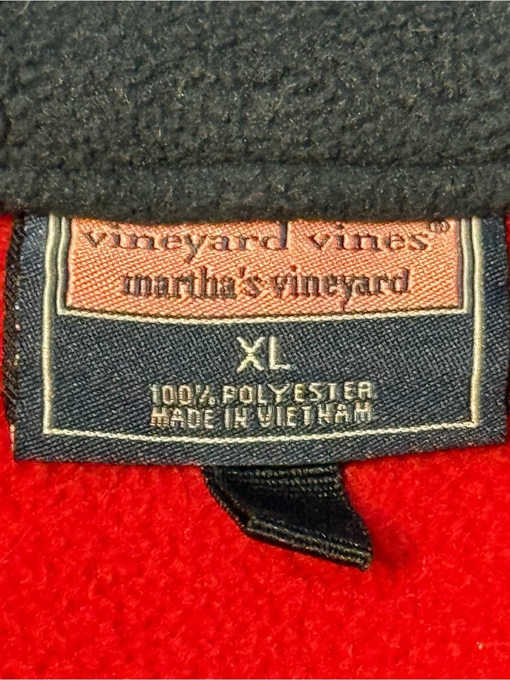 Vineyard Vines Men XL Red Navy Fleece 1/4 Zip Preppy Gorpcore Pullover